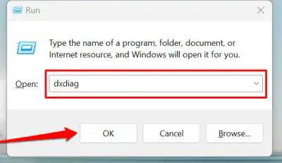 تشغل امر dxdiag